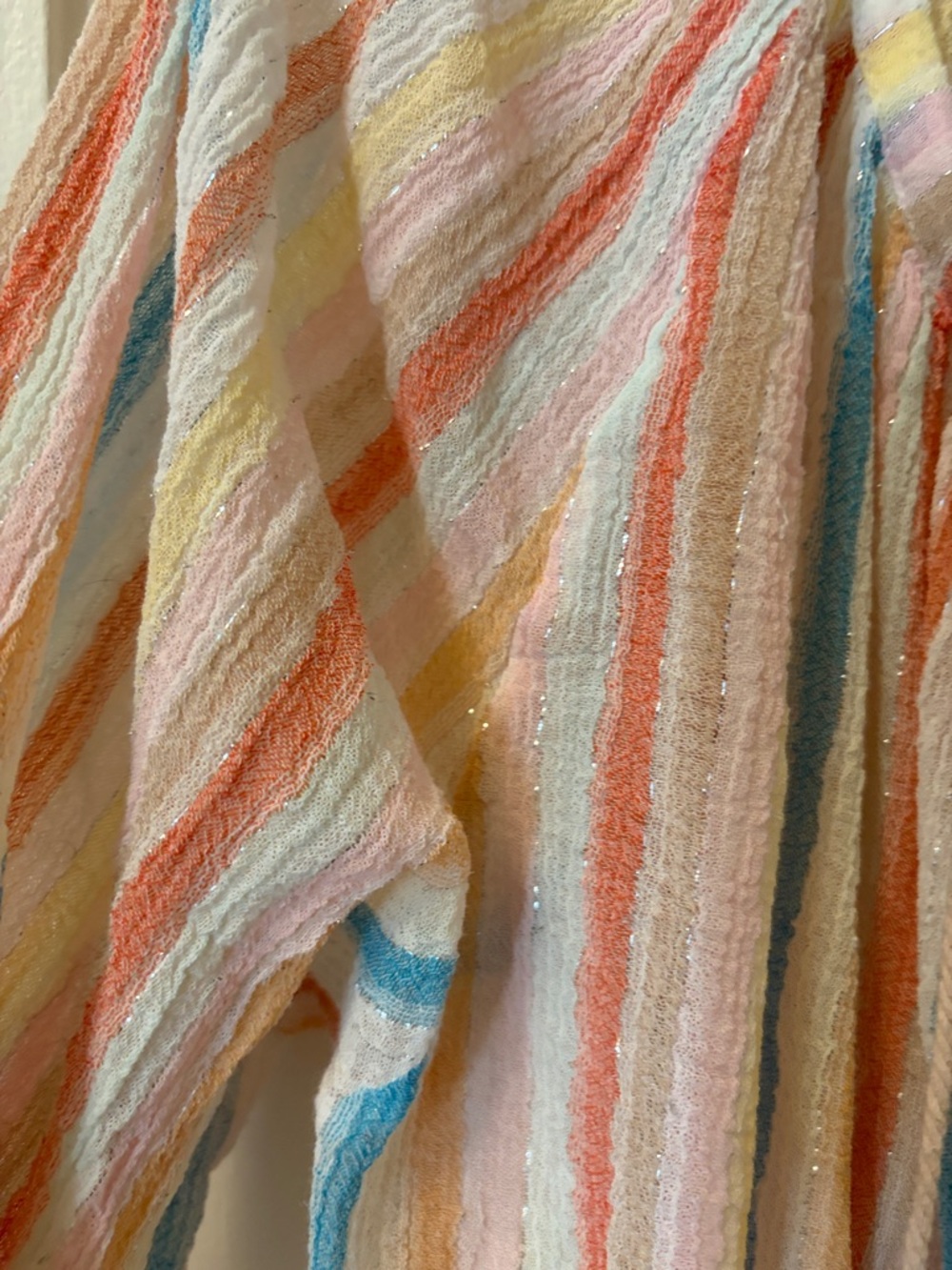 Mes Demoiselles Cream Multicolor Striped V-Neck Peasant Blouse - Picture 6 of 10